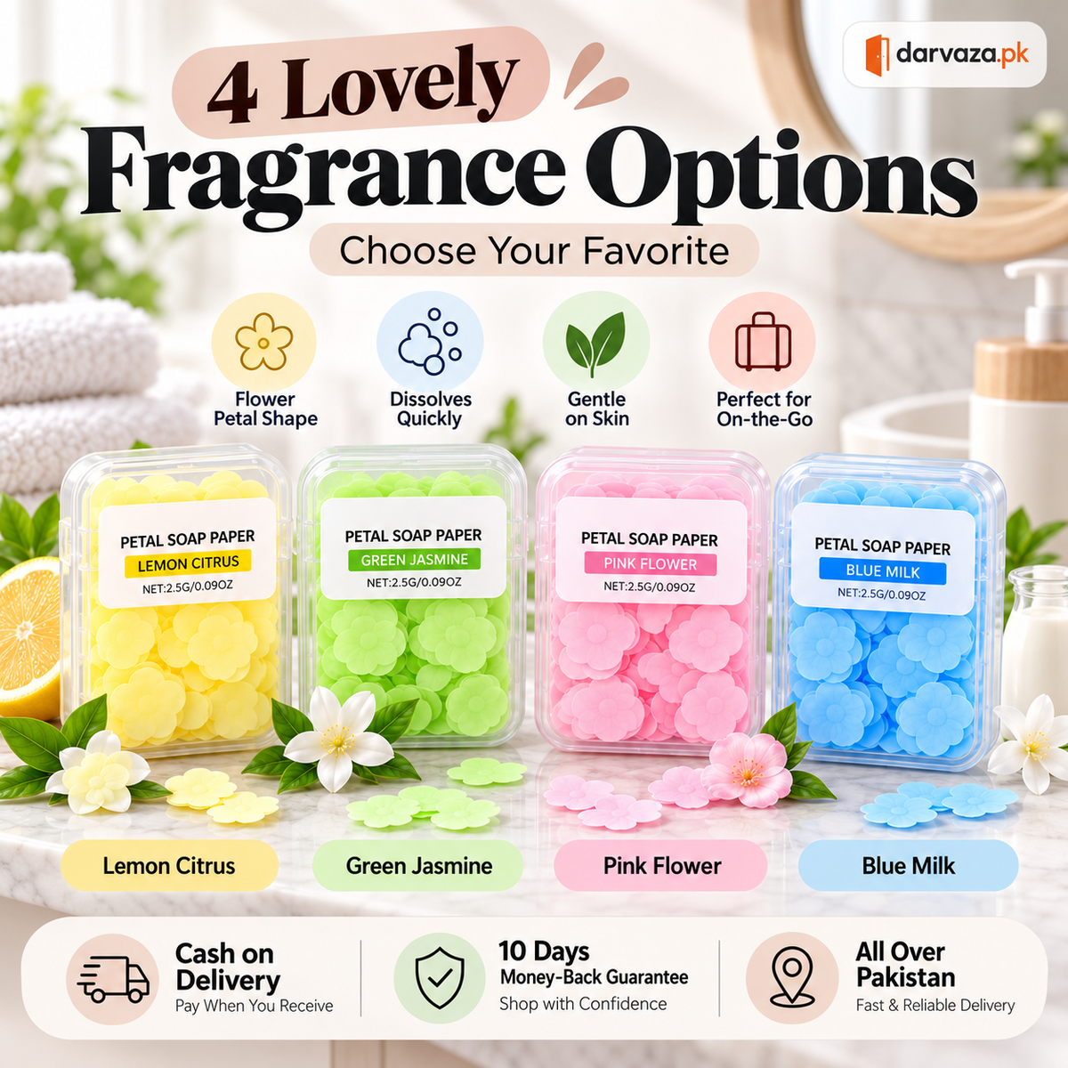 Pack of 20 Portable Flower Soap Paper Boxes