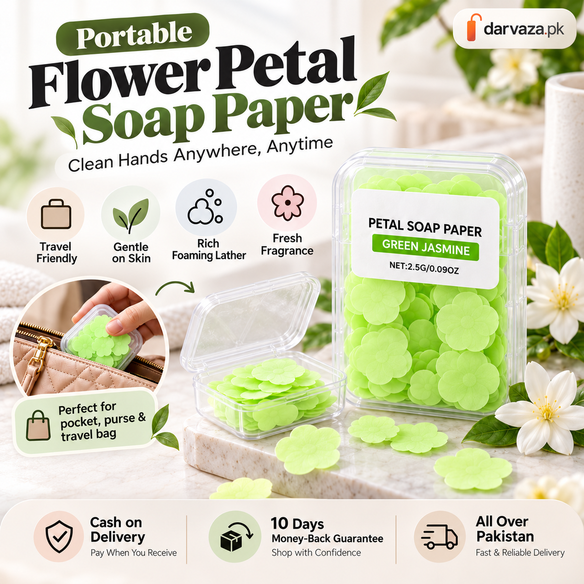Pack of 20 Portable Flower Soap Paper Boxes