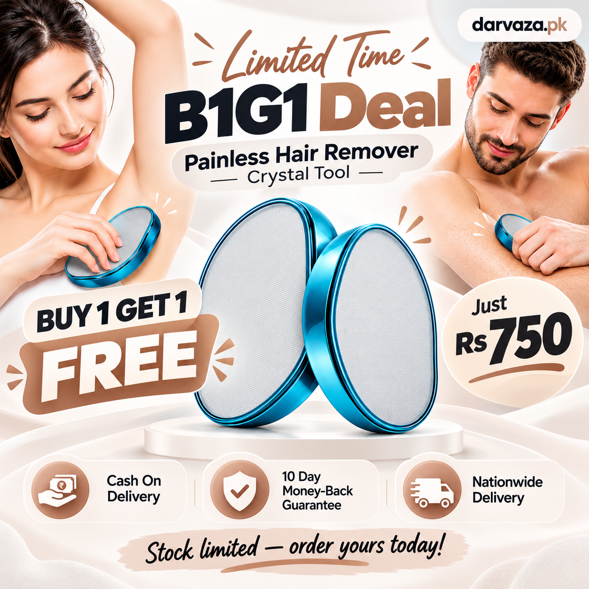 Buy 1 Get 1 Free Imported Painless Hair Remover Crystal tool for Women and Men