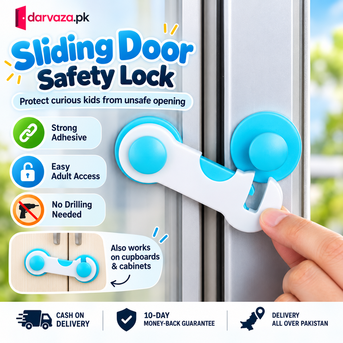 Pack of 10 Baby Safety Locks Child Protection Drawer and Cabinet Locks