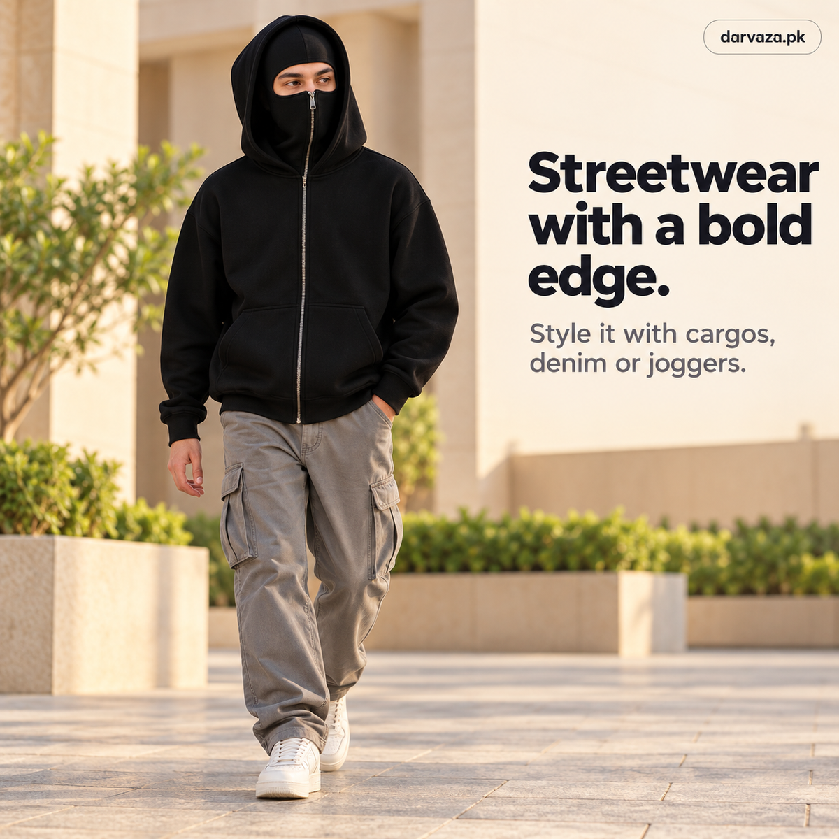 Balaclava Ninja Hoodie in Black