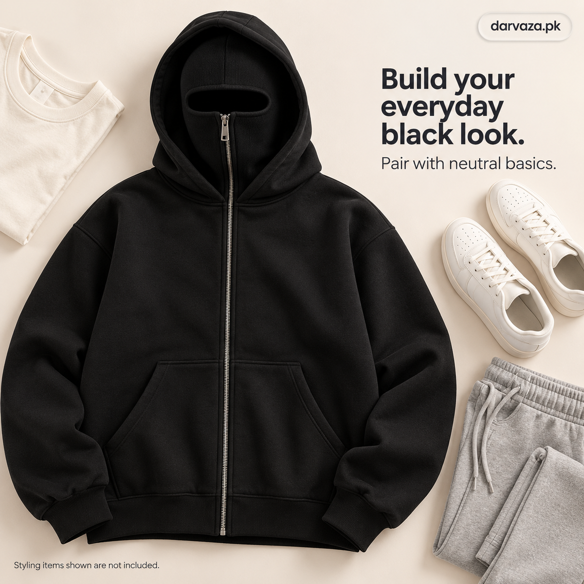 Balaclava Ninja Hoodie in Black