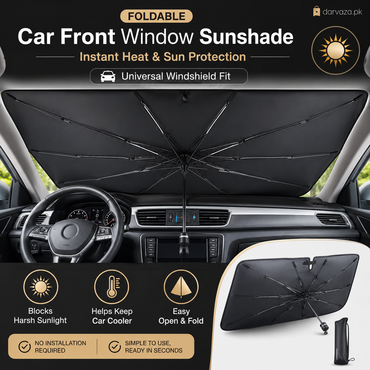Foldable Car Front Window Sunshade Umbrella Cover