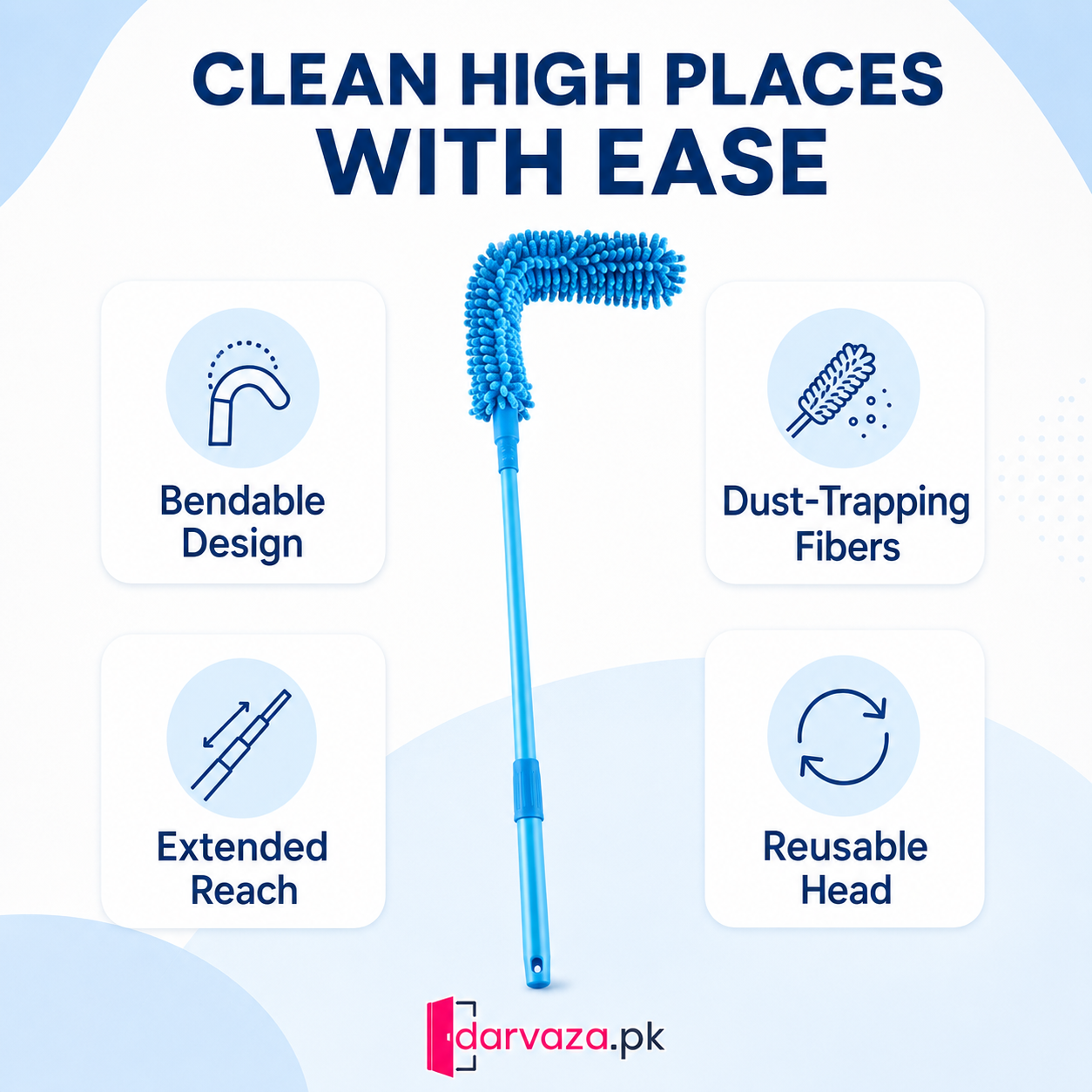 Extendable Micro Fiber Flexible Fan & Ceiling Duster with Long Handle