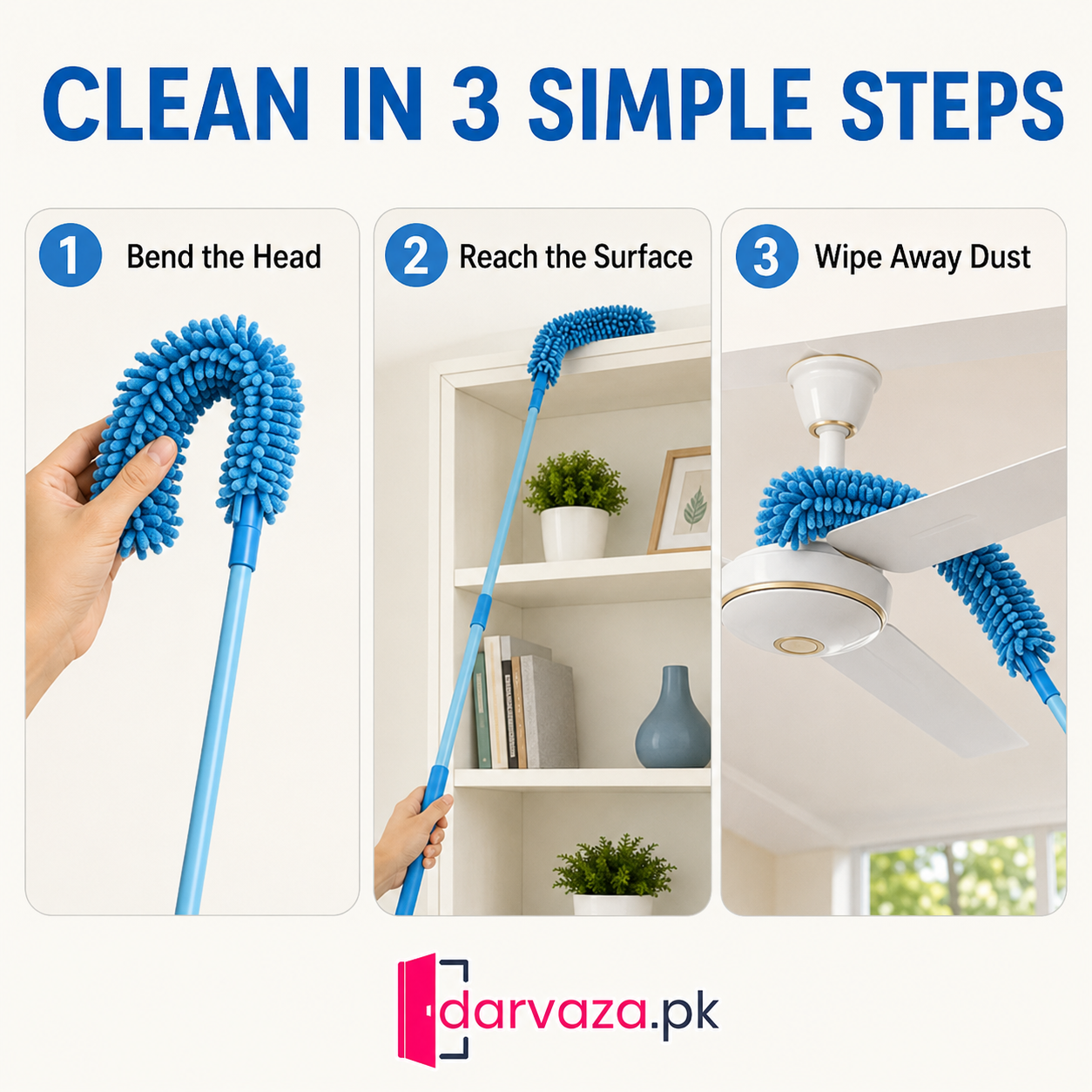 Extendable Micro Fiber Flexible Fan & Ceiling Duster with Long Handle