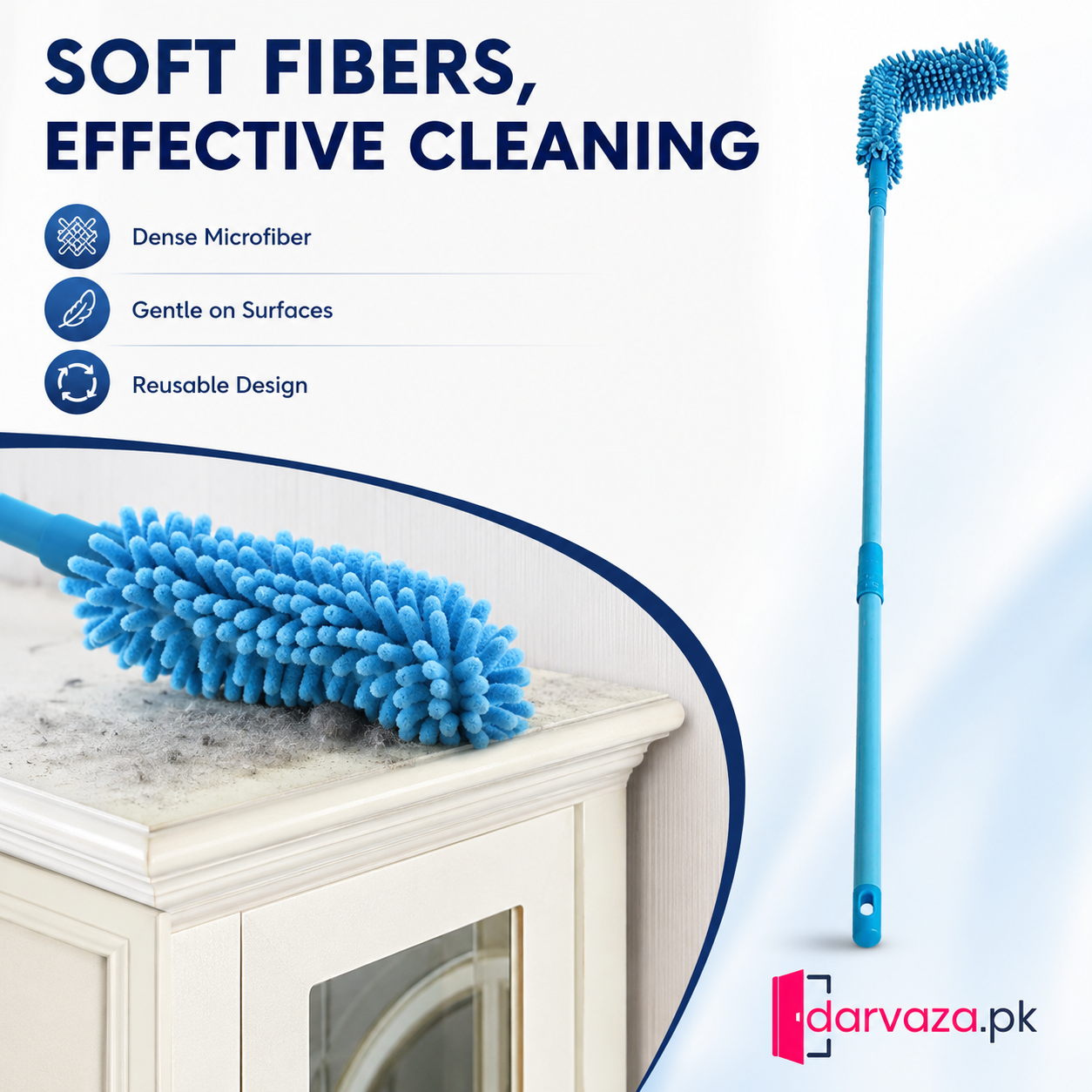 Extendable Micro Fiber Flexible Fan & Ceiling Duster with Long Handle