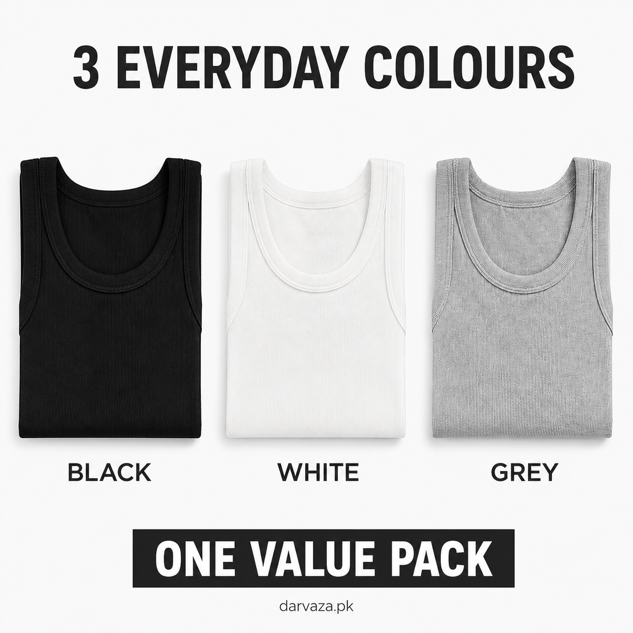 Pack of 3 Menβs Cotton Ribbed Sando Vests
