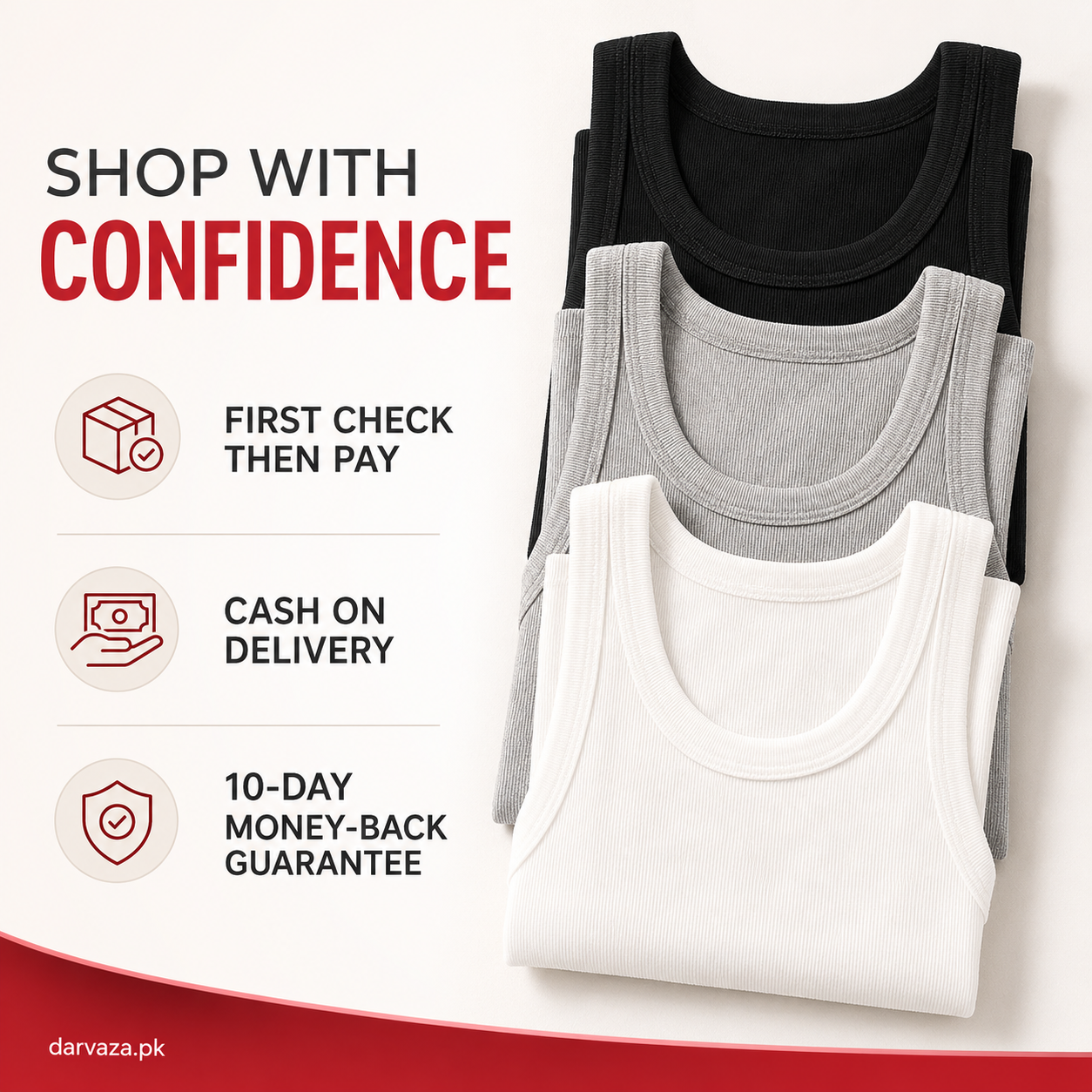 Pack of 3 Menβs Cotton Ribbed Sando Vests