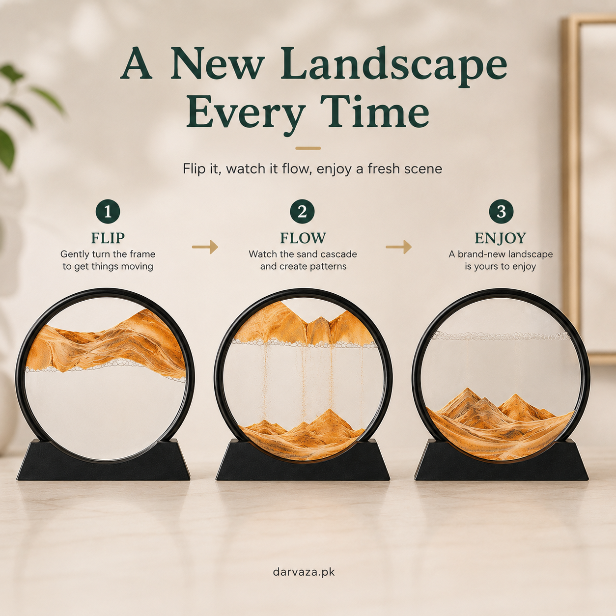 3D Moving Sand Art Sandscape Relaxing Decor with Motion in Every Flip