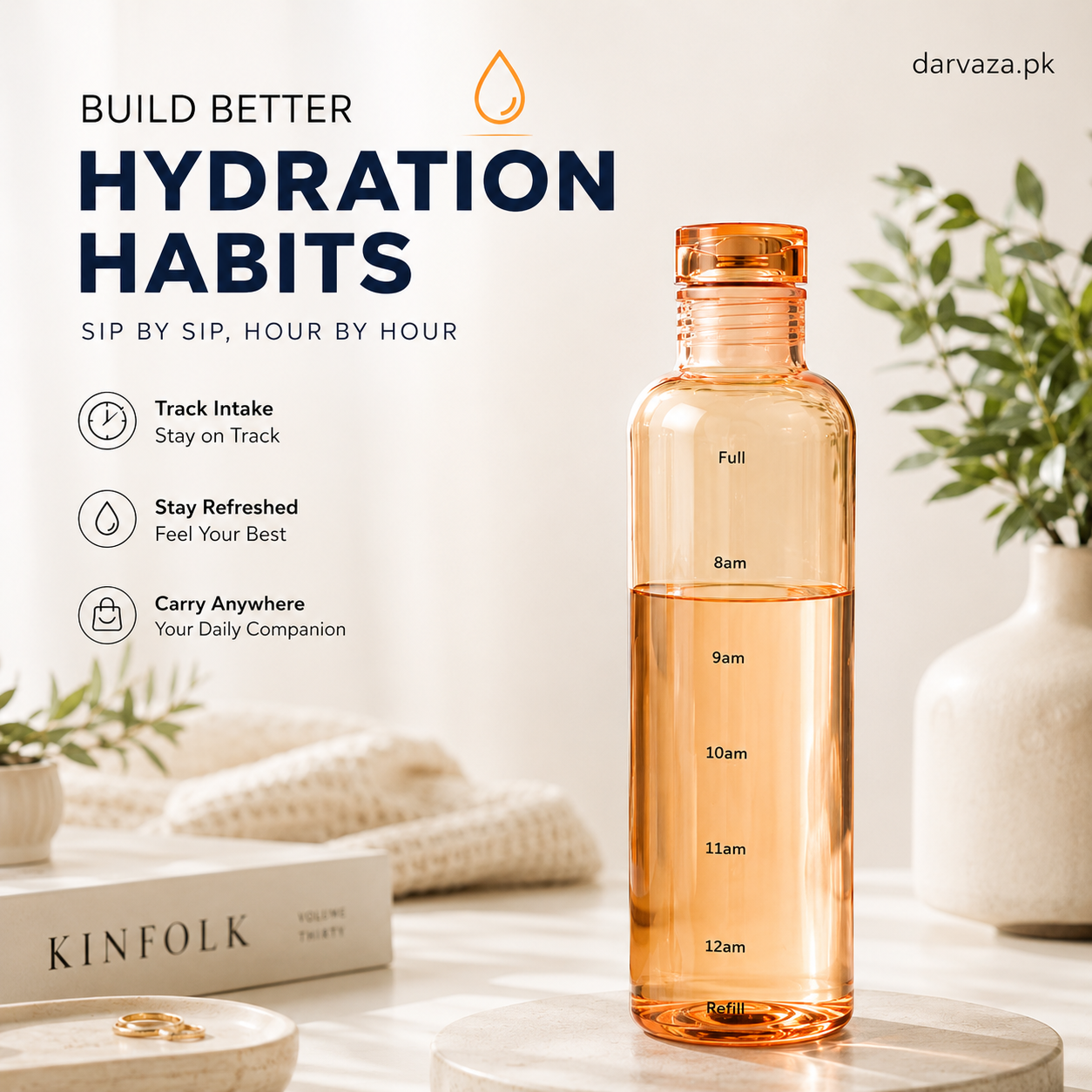 Acrylic Water Bottle with Time Marker β Creative Large Capacity Leakproof Drink Bottle