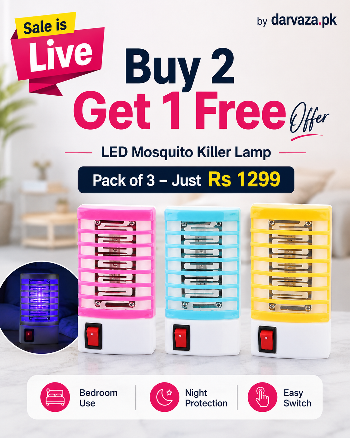 LED Mosquito Killer Lamp β Buy 2 Get 1 Free