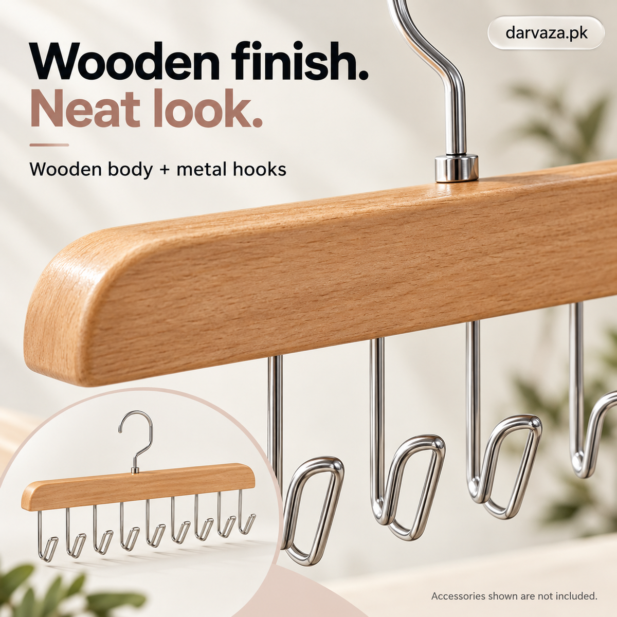 Buy 1 Get 1 Free Offer 2 Storage Wood Hanger 8 Hooks Organizer