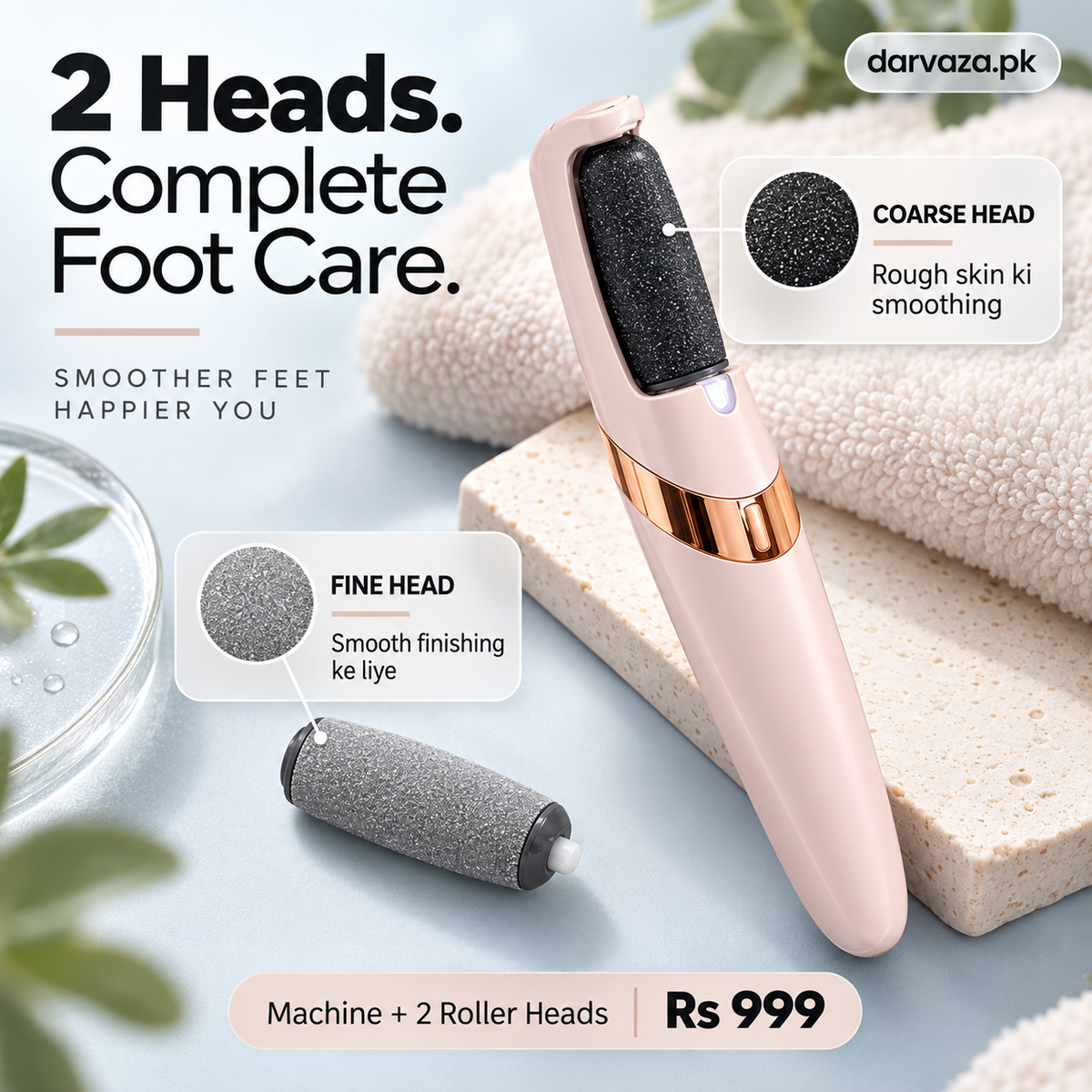 Electric Flawless Pedicure Foot Grinder Machine with 2 Roller Heads