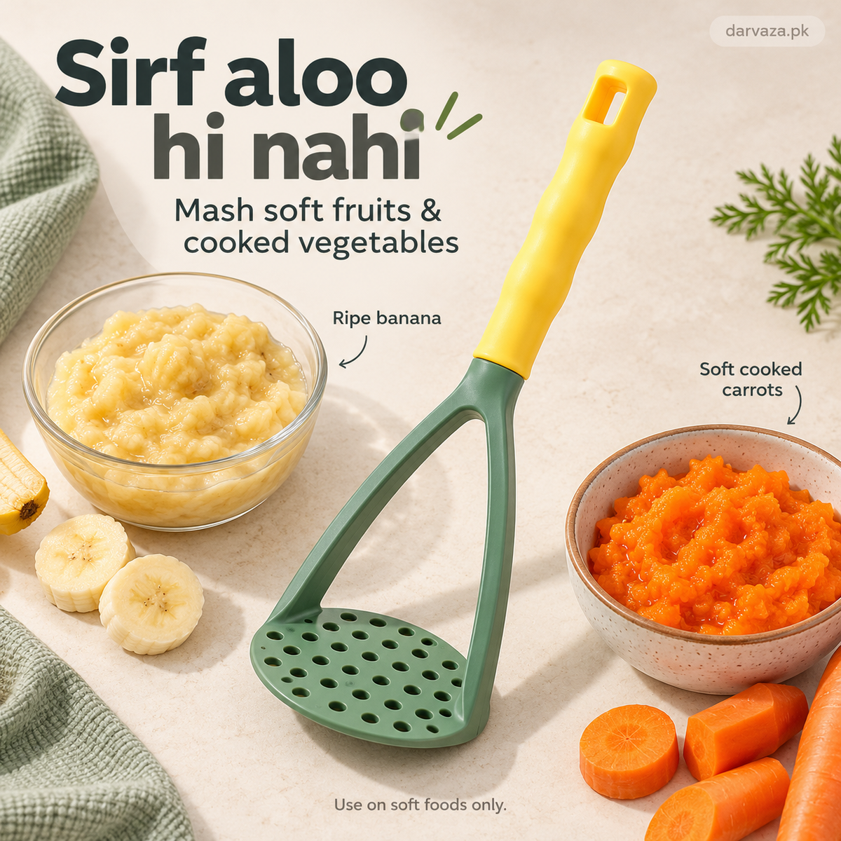 2 Hand Held Potato Masher With Handle