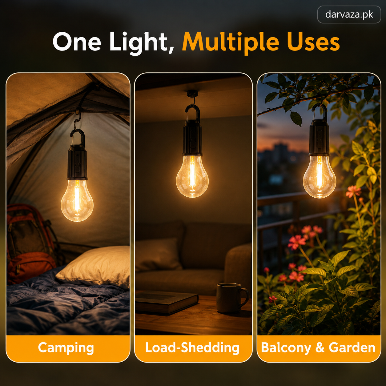 Buy 1 Get 1 Free Offer LED Lamp Bulb with Clip Hook Rechargeable Waterproof