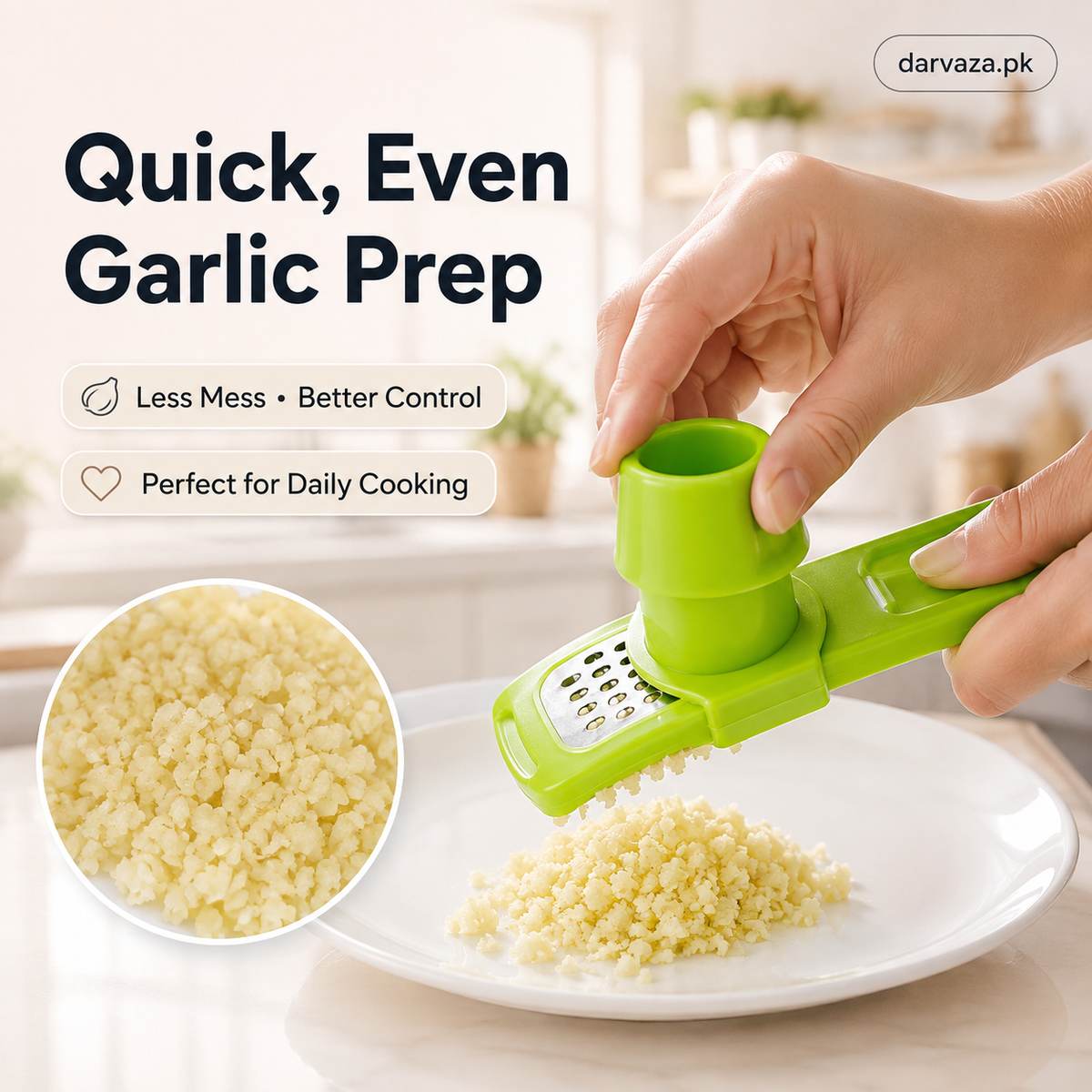 2 Mini Garlic Choppers with Hand Press Cap