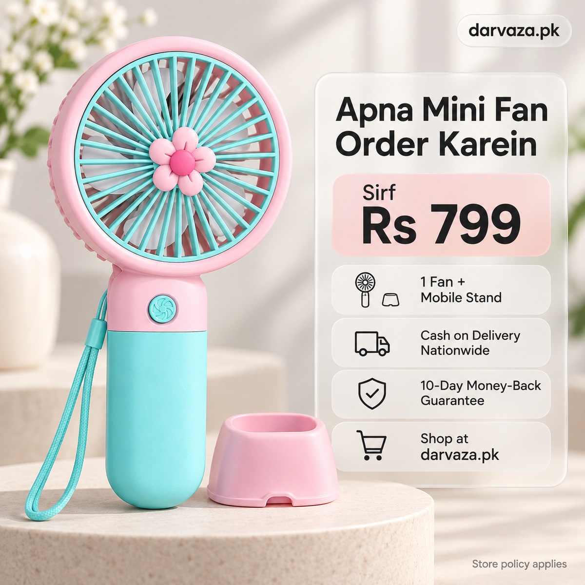 Rechargeable Fan with Mobile Stand