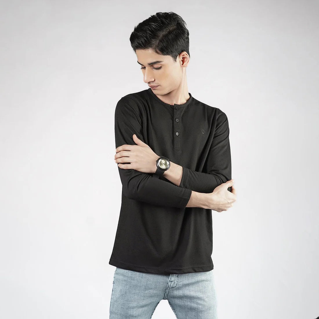 Black Henley Full Sleeves