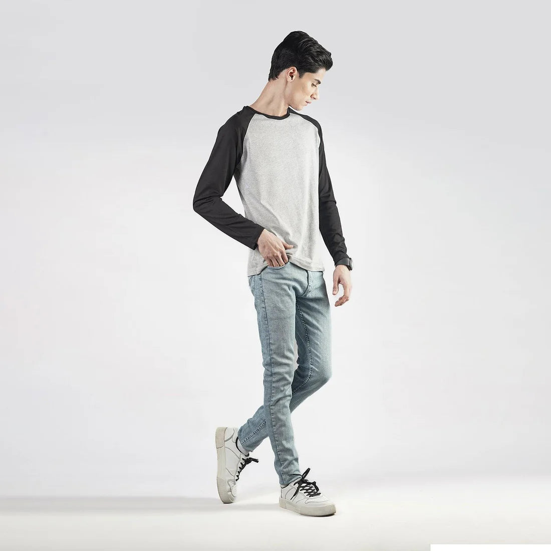 Black & Grey Raglan Full Sleeves