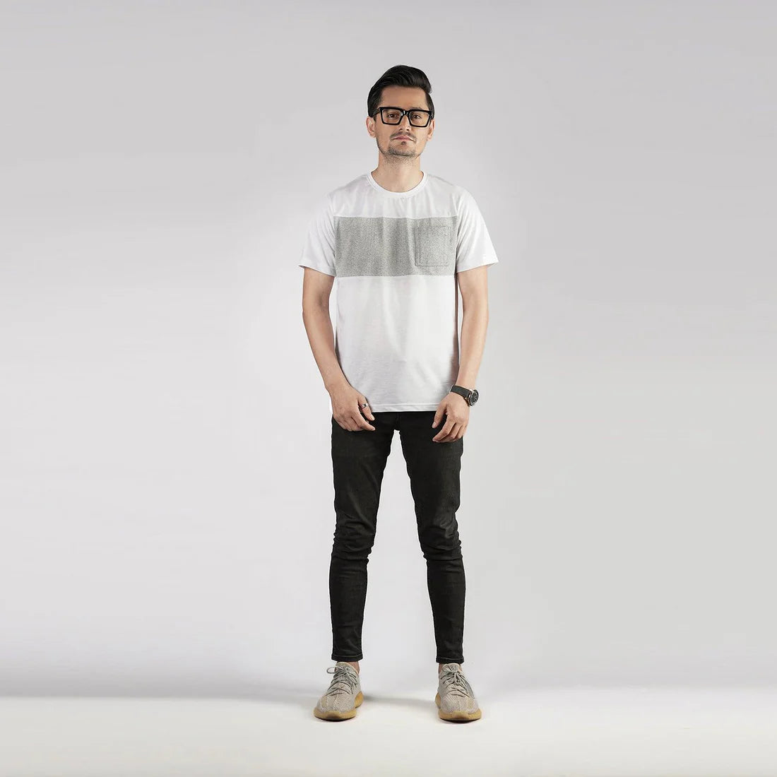 Grey White Colorblock T-Shirt