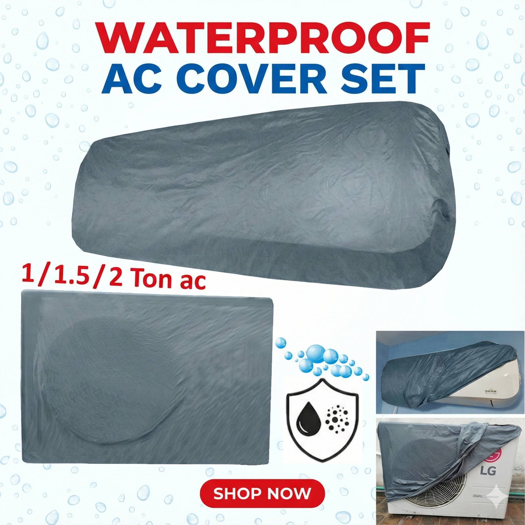 Waterproof Split AC Cover Set (Inner + Outer) β Universal Size for 1 Ton, 1.5 Ton and 2 Ton
