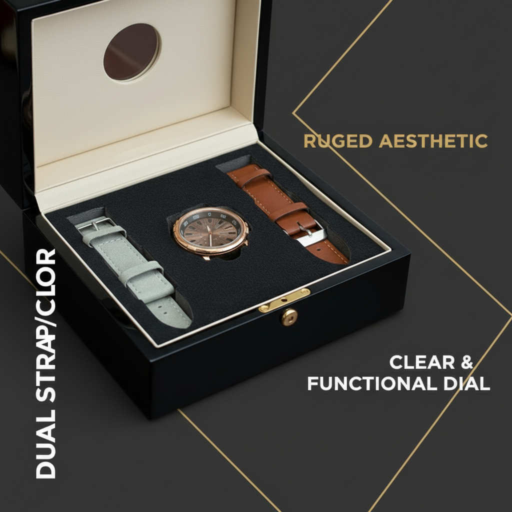 GearLine Dual Strap Gray & Brown Men Watch