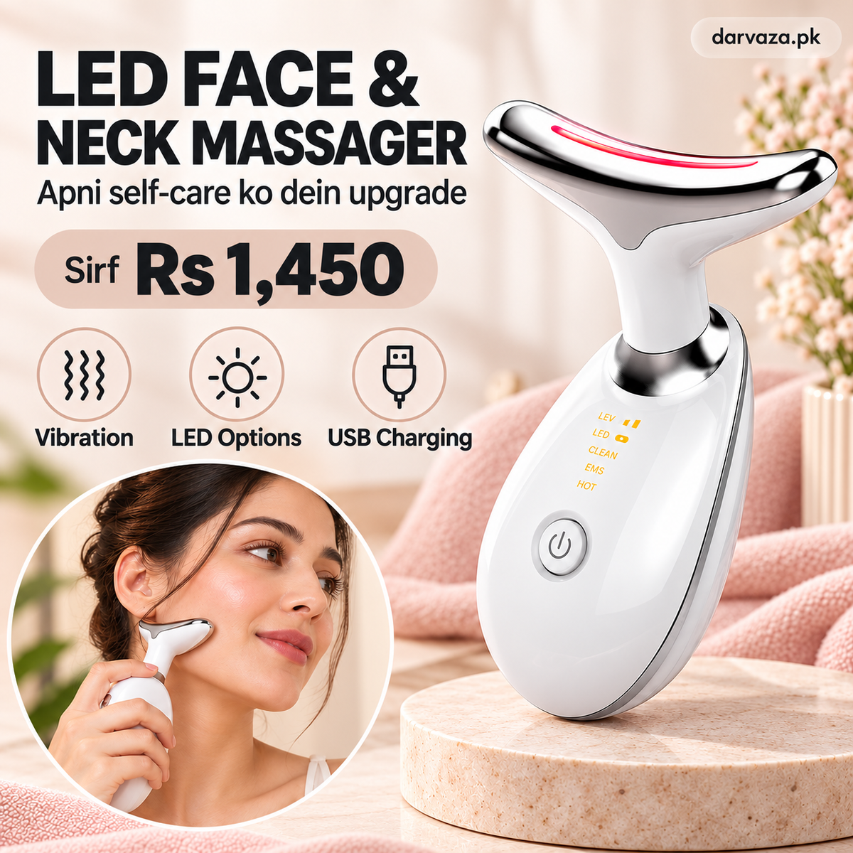 LED Vibrating Massager for Face & Neck