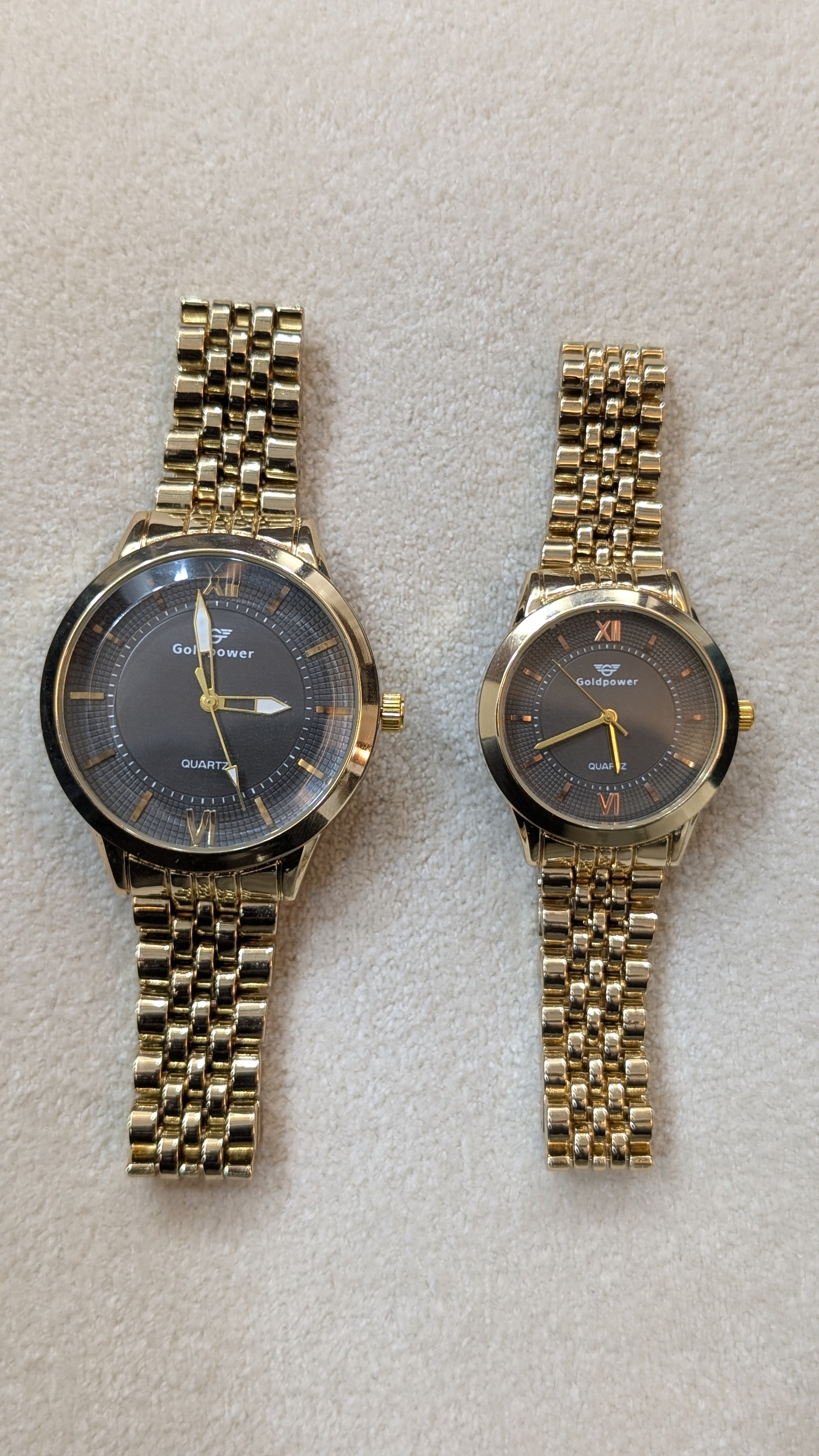LuxeBond Gold-Black β Couple Watches Set