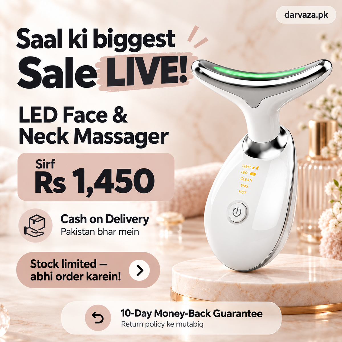 LED Vibrating Massager for Face & Neck