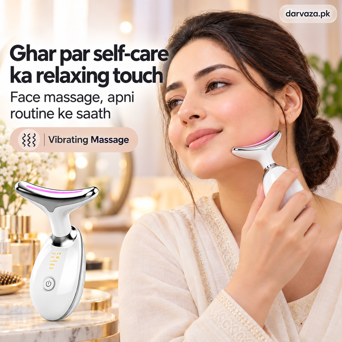 LED Vibrating Massager for Face & Neck