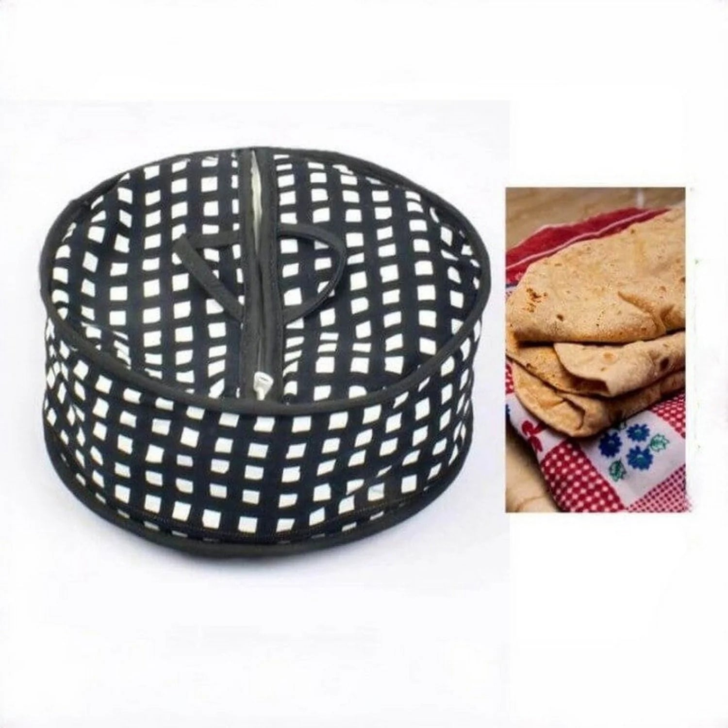 Pack Of 2 - Roti Basket Circle β Roti Chapati Box with Zipper Cover