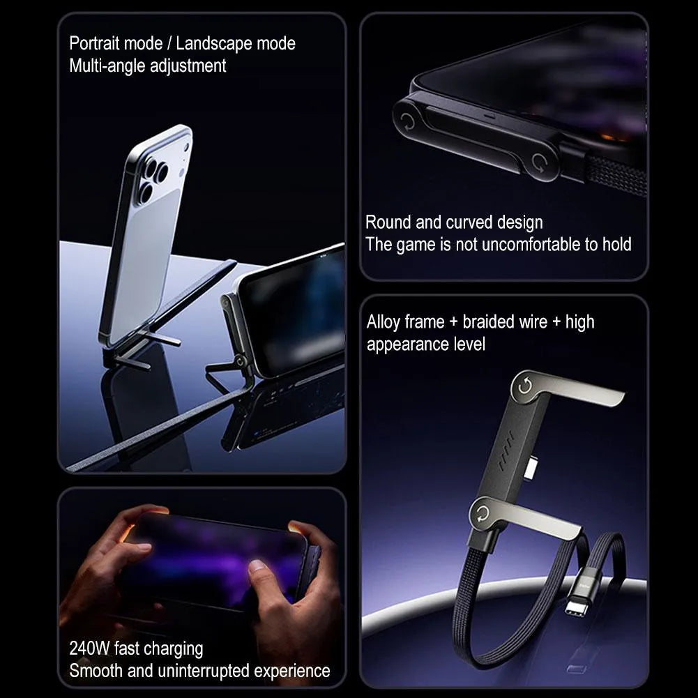 Fast Charging Cable With Foldable Mobile Phone Stand