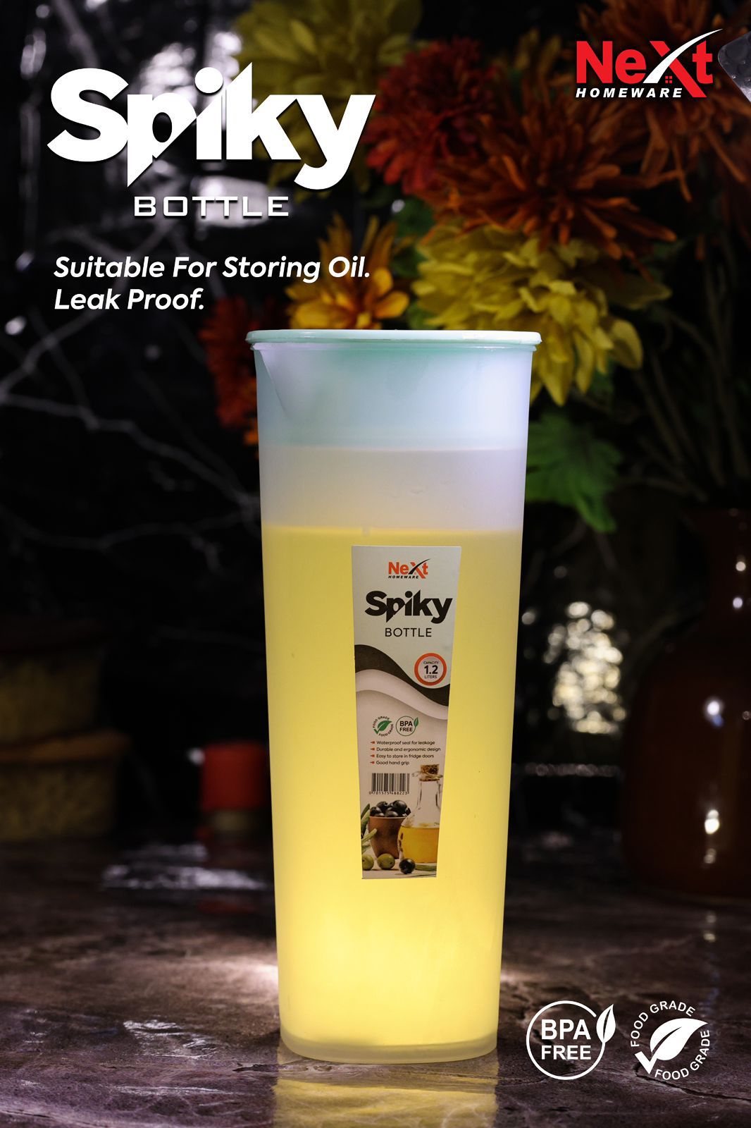 1.2 Liter Plastic Next Spiky Water Bottle For Home and Outdoor Use