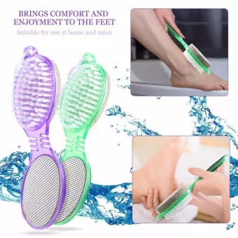 Pack of 2 โ 4 in 1 Foot Scrubber | Pedicure Tool with Pumice, Brush, File & Buffer | Smooth Heels at Home
