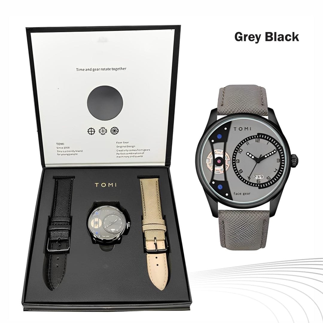 TOMI Face Gear Gentleman Edition Dual Strap Watch