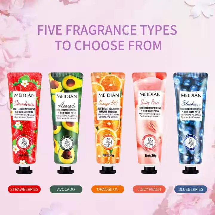 Pack Of 5 Meidian Fruit Extract Moisturizing Perfumed Hand Cream Set