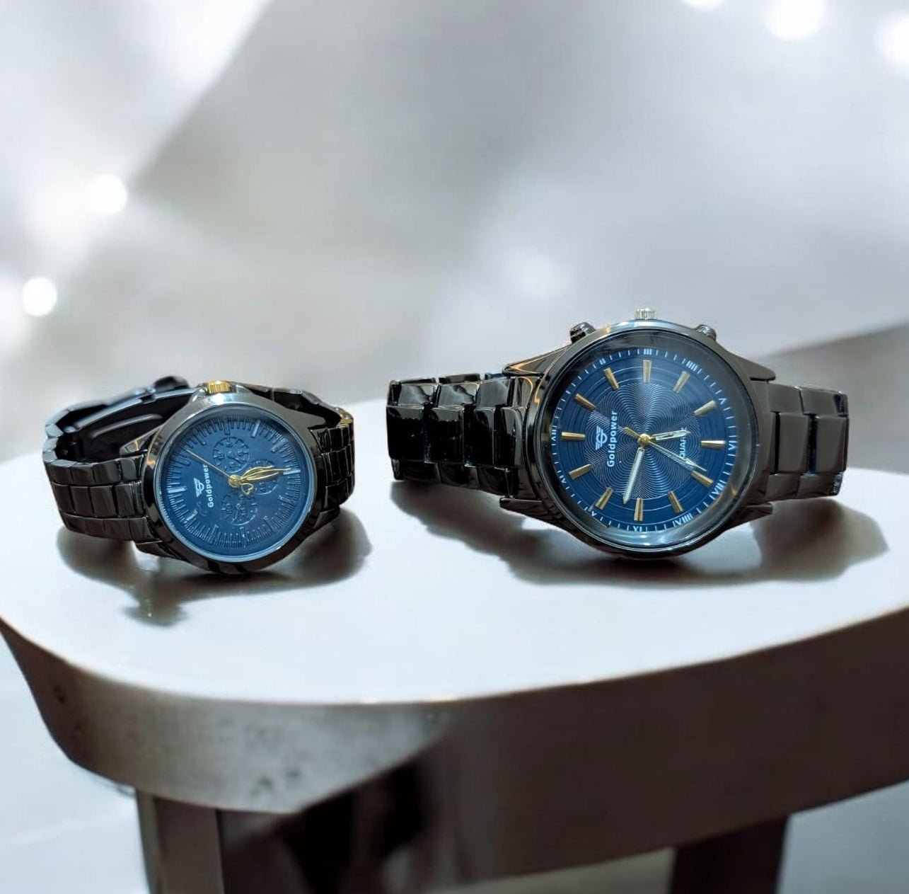 GoldenPower Eternal Blue β Couple Watches Set