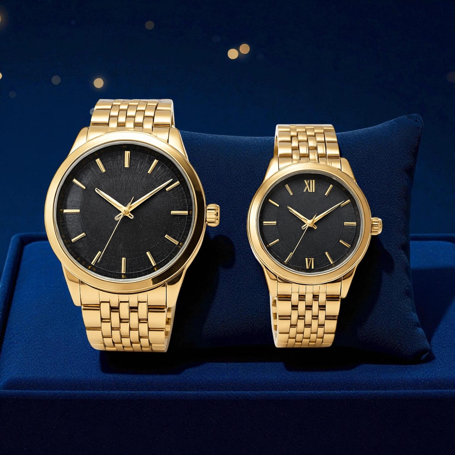 LuxeBond Gold-Black β Couple Watches Set