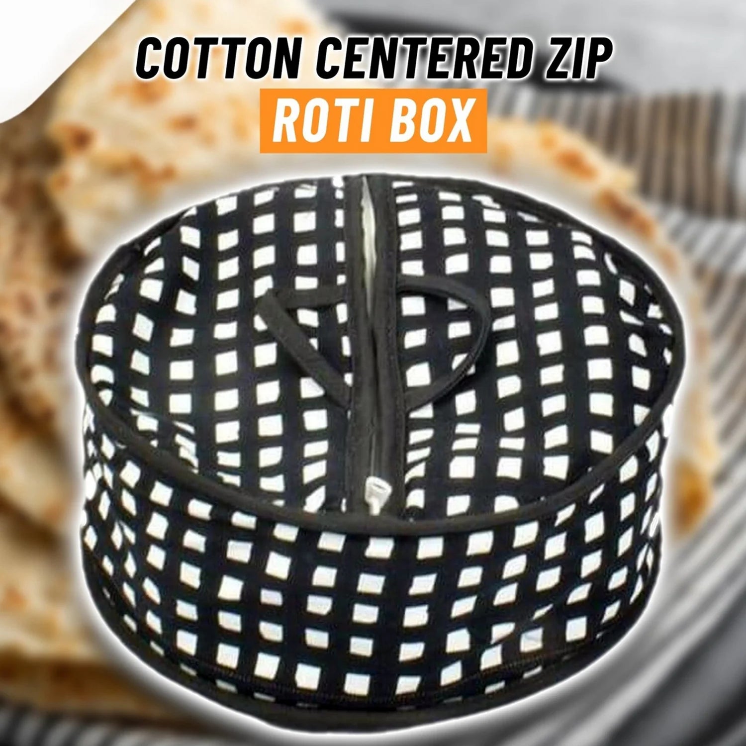 Pack Of 2 - Roti Basket Circle β Roti Chapati Box with Zipper Cover