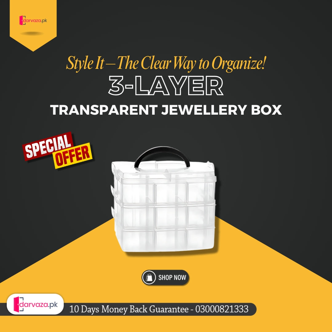 3 Layer 18 Grid Transparent Jewelry Storage Organizer