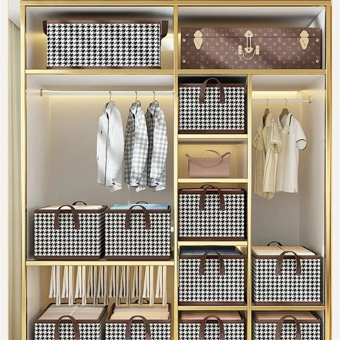 Checkered Storage Cubes - Houndstooth Premium Washable Foldable Storage Box β Large Capacity Organizer