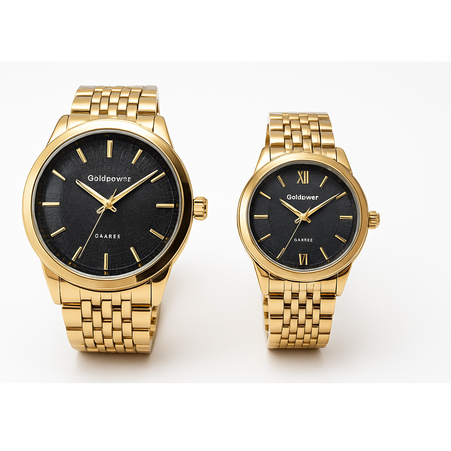 LuxeBond Gold-Black β Couple Watches Set