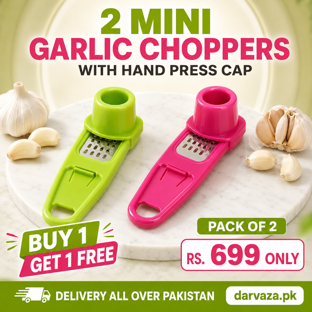 2 Mini Garlic Choppers with Hand Press Cap