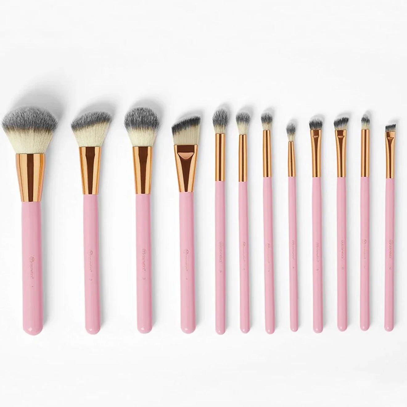 Luxury & Stylish Cosmetics Studded Elegance 12 Pc Brush Set – Premium Makeup Brushes with Holder – Random Colours