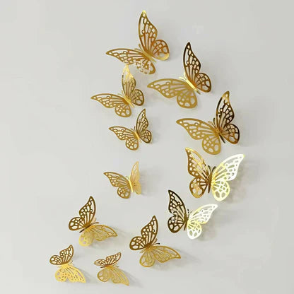 Golden Butterfly Stickers 12Pcs