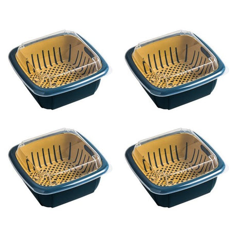 Grand Sale Offer Buy 1 Get 2 Free 2 In 1 Fruit / Vegetables Storage & Drain Basket With Lid Cover In Rs 999 (3 Baskets)