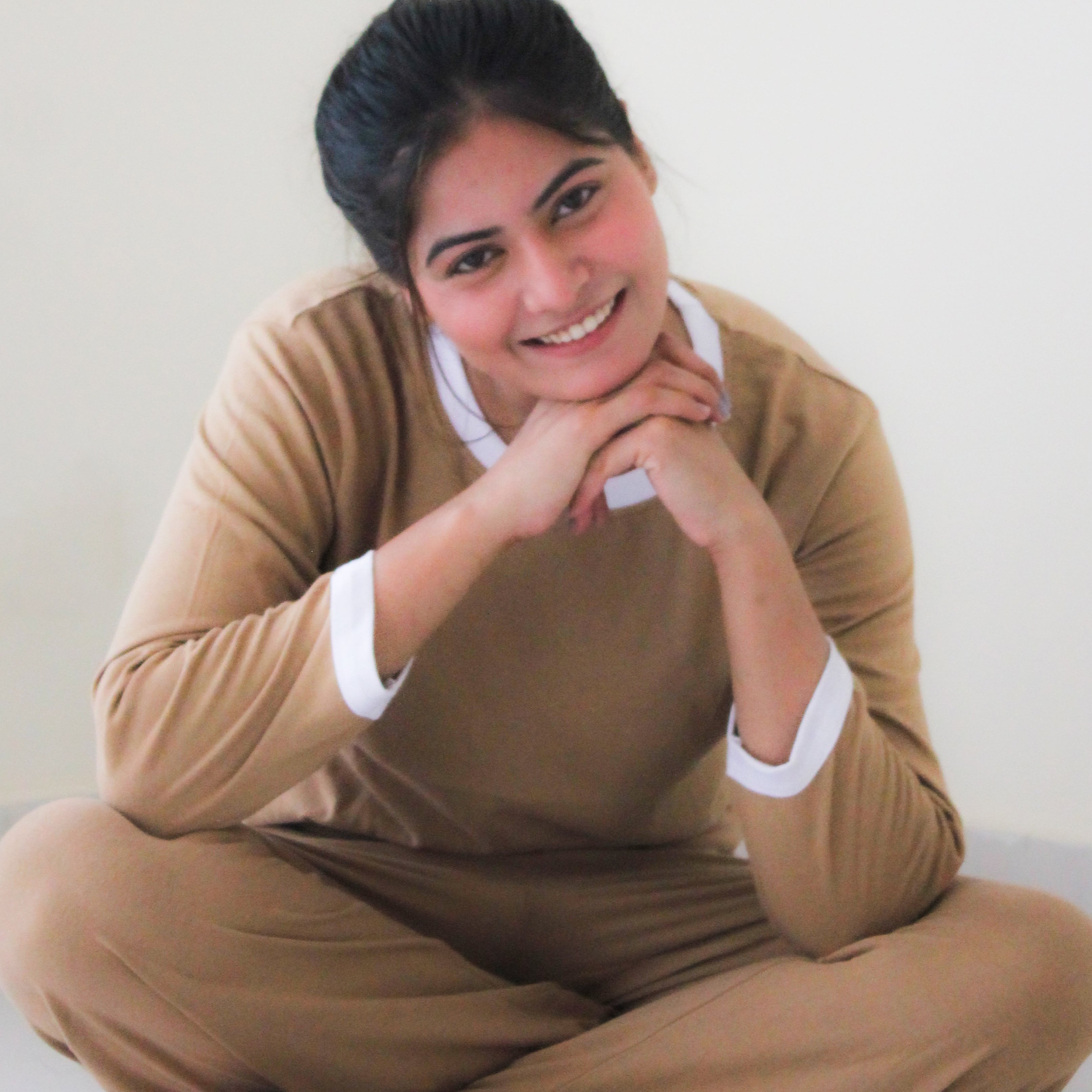 Skin White Round Neck Plazzo PJ Set