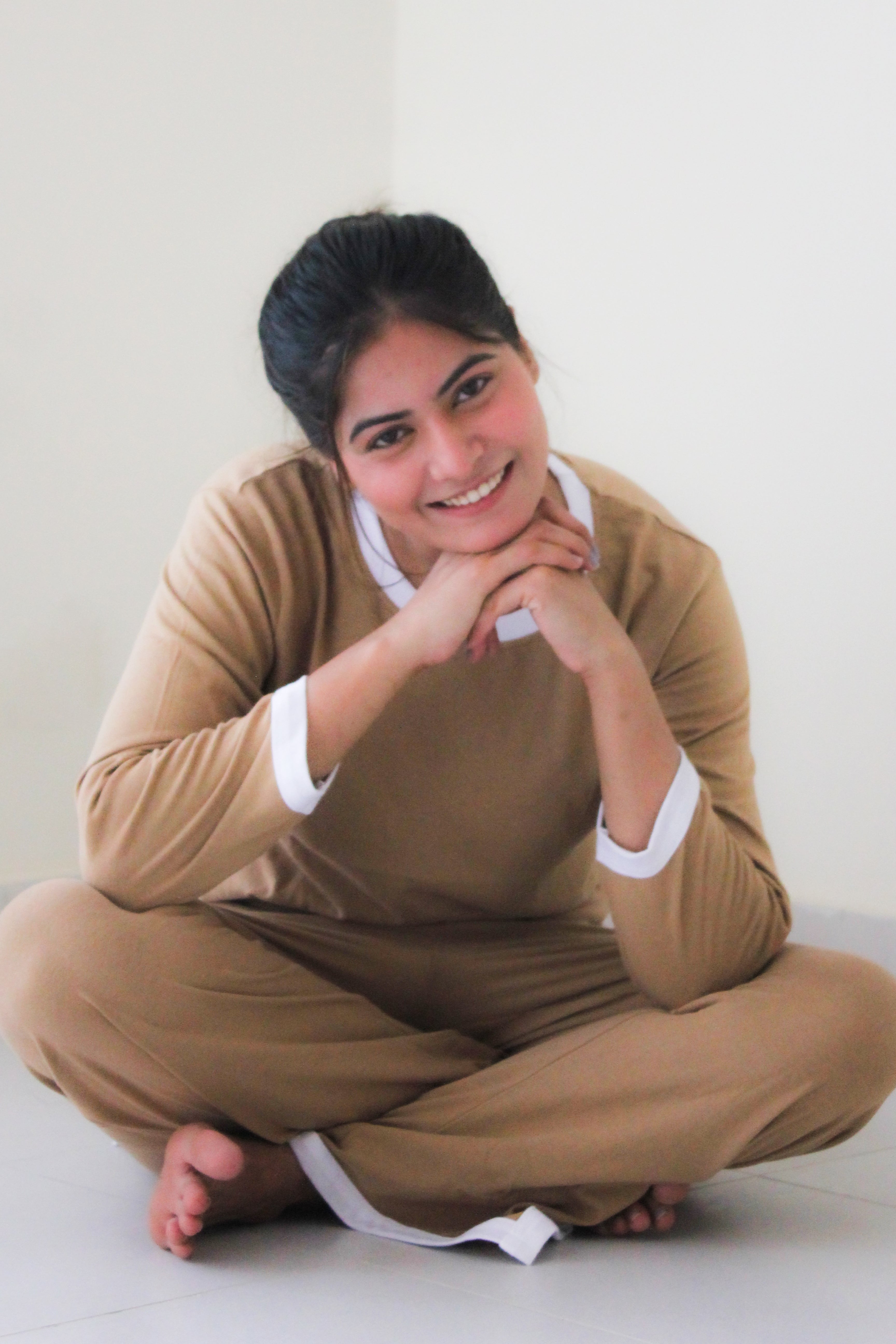 Skin White Round Neck Plazzo PJ Set