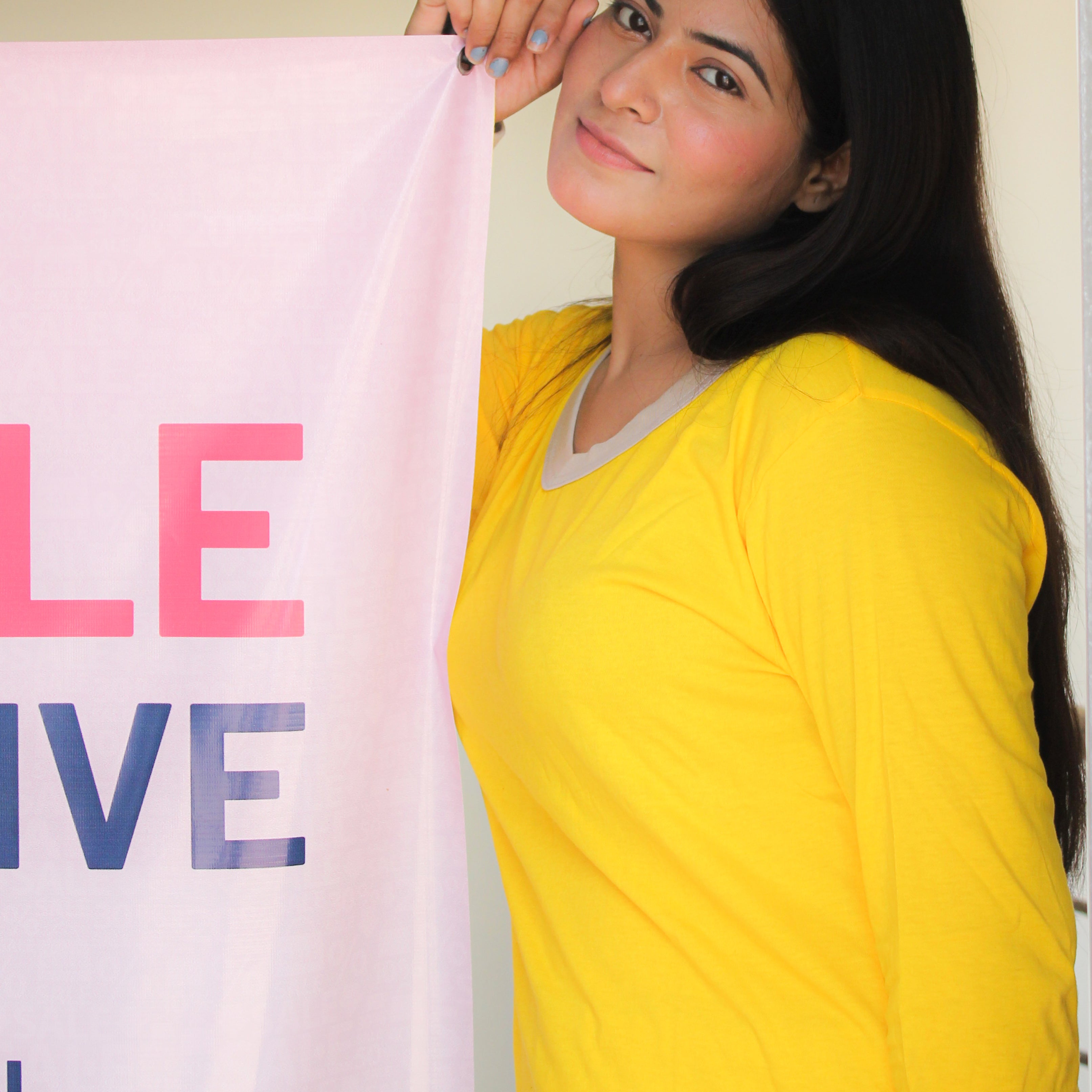 Yellow V-Neck T-Shirt with Contrast Trouser PJ Set