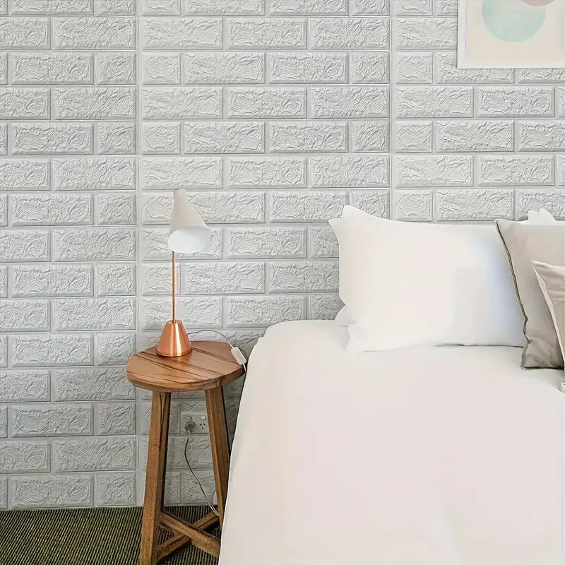 3D Self-Adhesive White Brick Foam Wall Panels and Tile Wallpaper Stickers